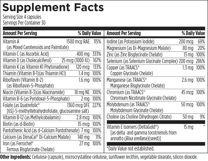 Designs for Health Prenatal Pro Methylated Multivitamin for Women - Prenatal Vitamins with Iron, A, D, E + Vitamin K with Methylated Folate, Calcium Magnesium Zinc for Nursing + Postpartum (120 Caps) Standard Packaging