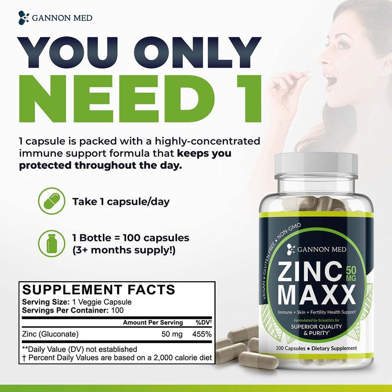 zinc Supplements - Immunity + Skin + Reproductive Health Minerals - Zinc Chelate Immune Booster for Kids & Adults (2 Pack, Zinc MAXX)
