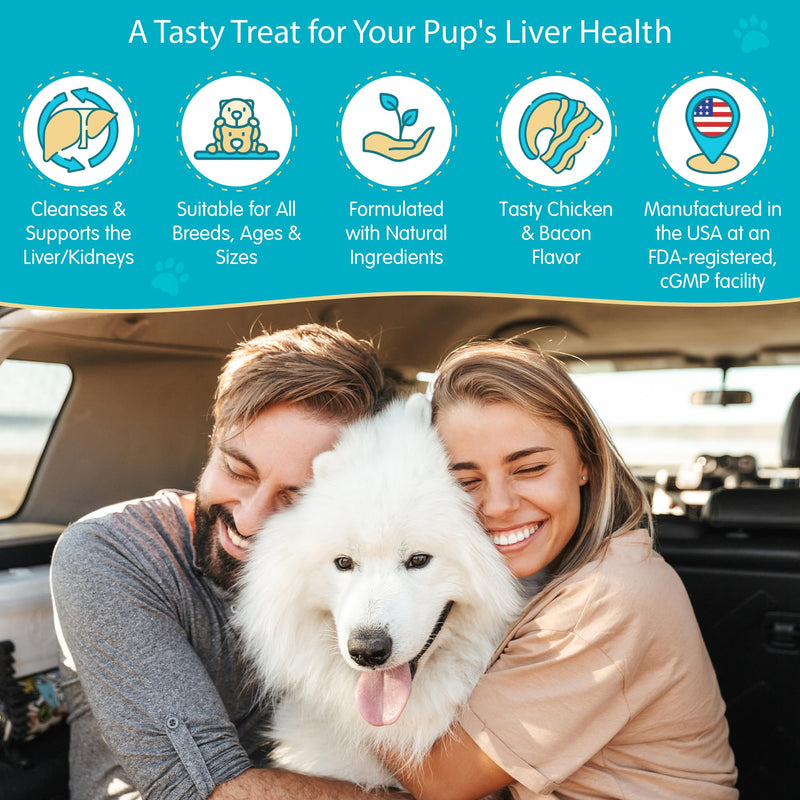 Wanderfound Pets Milk Thistle for Dogs – Tasty Salmon & Bacon Flavored Natural Liver Support for Pets – Kidney Cleanse Detox & Repair Formula Manufactured in the USA – Soft Chew Treats 60 Soft Chew Treats