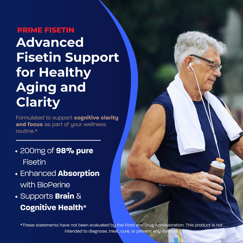 BONE SCIENCE Prime Fisetin 98% Flavonoid Complex, BioPerine, 60 Capsules | With chamomile extract, trans-pterostilbene and phosphatidylcholine in a comprehensive plant-based flavonoid support formula