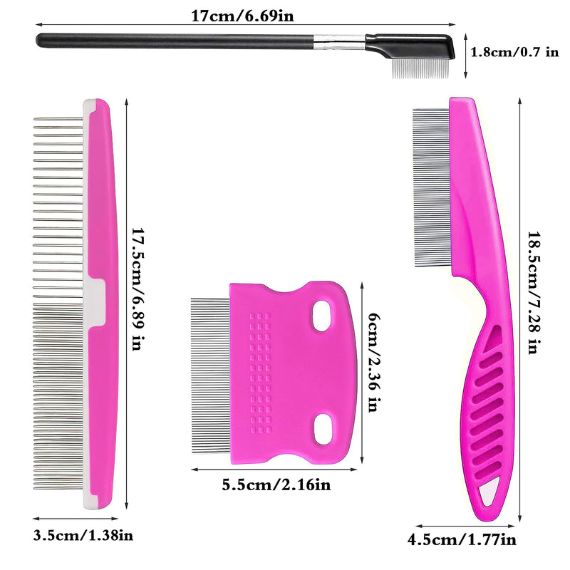 4 Pieces Dog Eye Combs Tear Stain Remover Combs Pet Grooming Comb,Flea Comb For Dogs And Cats Lice Comb,Used To Remove Knots Crust Mucus Floating Hair Tangle Dandruff And Fleas Lice Hair Stain rose red - BeesActive Australia