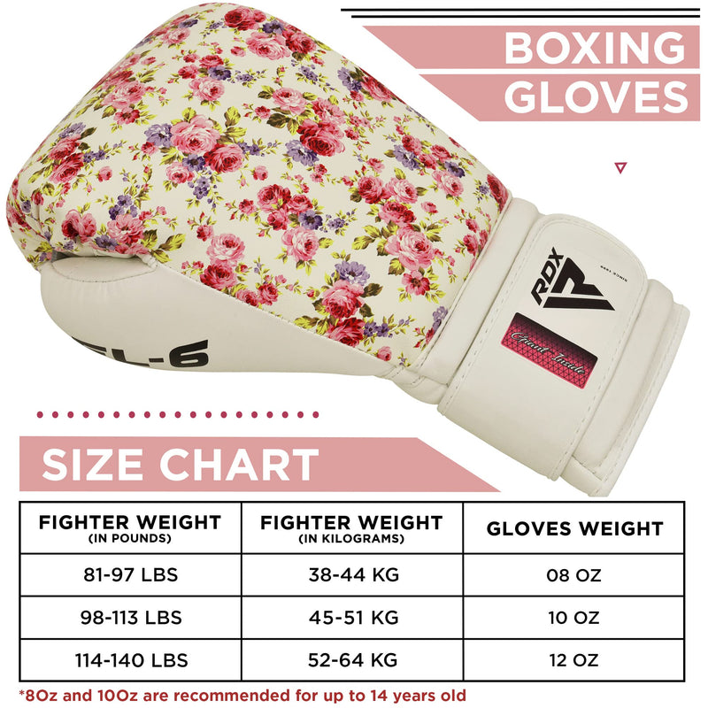 RDX Women Boxing Gloves for Training Muay Thai Maya Hide Leather Ladies Mitts, Kickboxing, Sparring Glove for Punch Bag, Focus Pads and Double End Ball Punching White 10OZ - BeesActive Australia