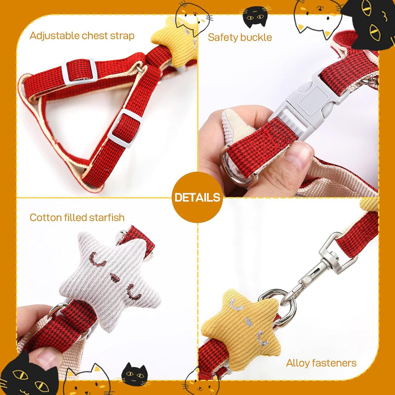 Cat Harness and Leash Set Escape Proof for Small Large Cats, Adjustable Cat Harnesses & Leashes for Walking, Lightweight Kitten Harness for Kittens D-Pink-S - BeesActive Australia