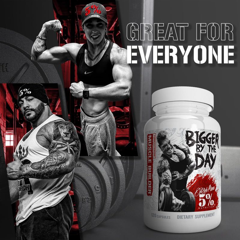 5% Nutrition Rich Piana BiggerByTheDay | Anabolic Muscle Builder,Hardcore Mass Gainer | Turkesterone,HICA,Epicatechin,Leucine | 120 Capsules (30 Servings)1 item