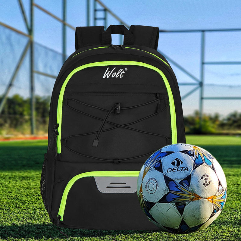 WOLT Soccer Backpack Soccer Bag with Ball Holder & Shoes Compartment, Sport Equipment Bags For Football, Basketball, Volleyball, Gym LemonGreen - BeesActive Australia