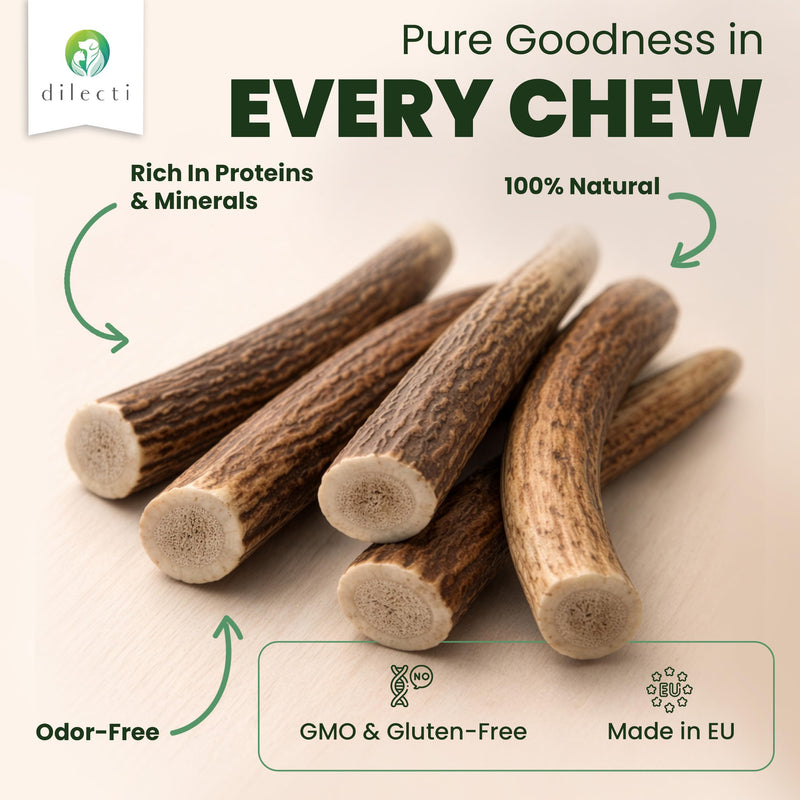 Premium Natural Deer Antlers For Dogs - Rich in Proteins & Minerals - Durable, Long Lasting Dog Chew for Dental Care, Teething, and Boredom - Spilt S (28-50g), pack of 3 S (pack of 3) - Spilt / Half