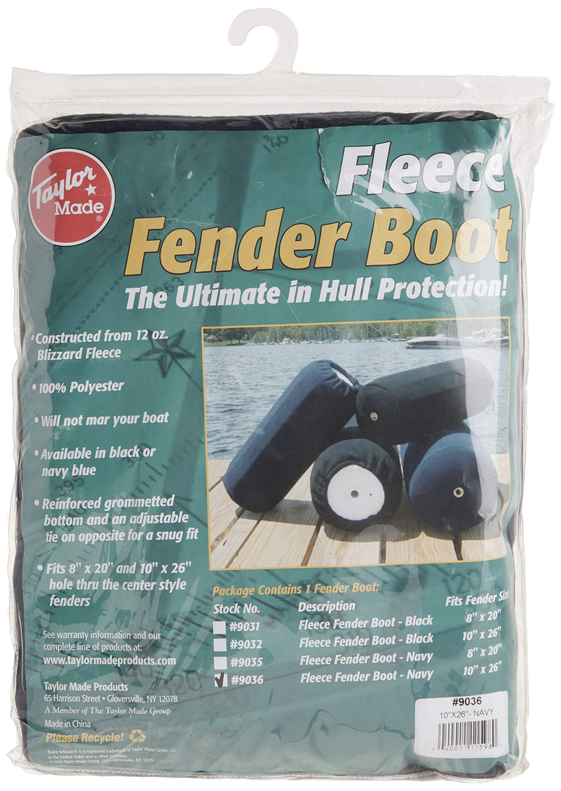 Taylor Made Products Fleece Boat Fender Cover for Center Rope Tube Style Fenders (10" x 26") Navy