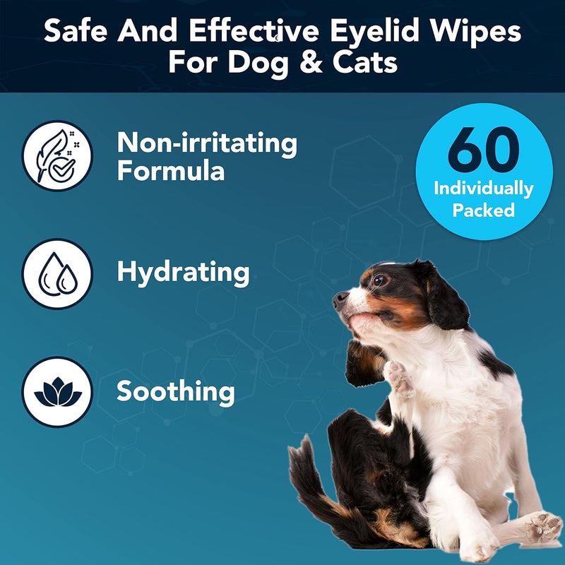 NOVEHA Dog Eye Wipes, Gentle Tear Stain Remover, Eye Hygiene, and Allergy Relief (60 Counts) - BeesActive Australia