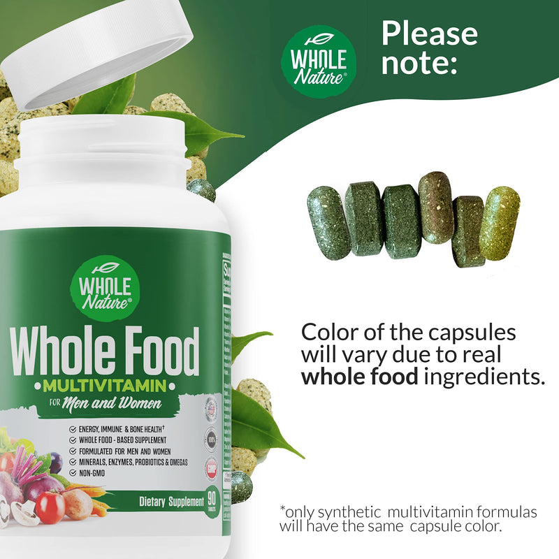 Whole Food Multivitamin for Men and Women Complete Daily Superfood Vitamins Plus Minerals Digestive Enzymes, Probiotics and Omegas. Plant Based Multi Vitamin, Non GMO (1) 1
