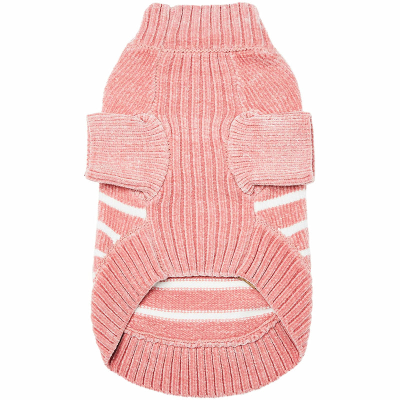 Blueberry Pet Cozy Soft Chenille Classy Striped Dog Sweater in Dusty Rose, Back Length 16", Pink Clothes for Dogs 16 inch (Pack of 1) - BeesActive Australia