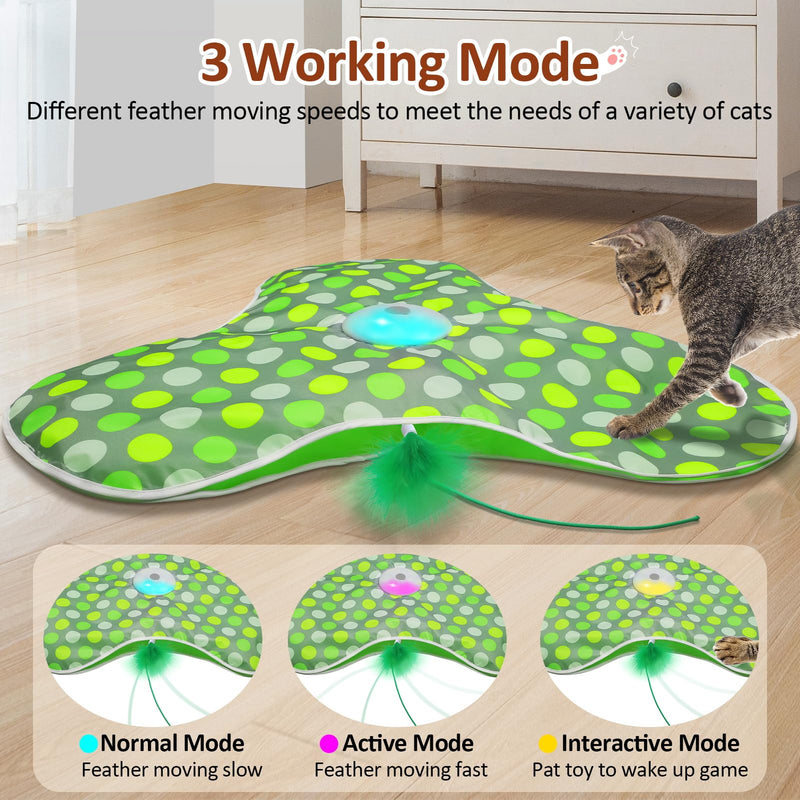 Interactive Cat Toy, Automatic Cat Toys for Indoor Cats, Hide and Seek Cat Toy with Motion Activated, Moving Feather, Chirping, USB Rechargeable - BeesActive Australia
