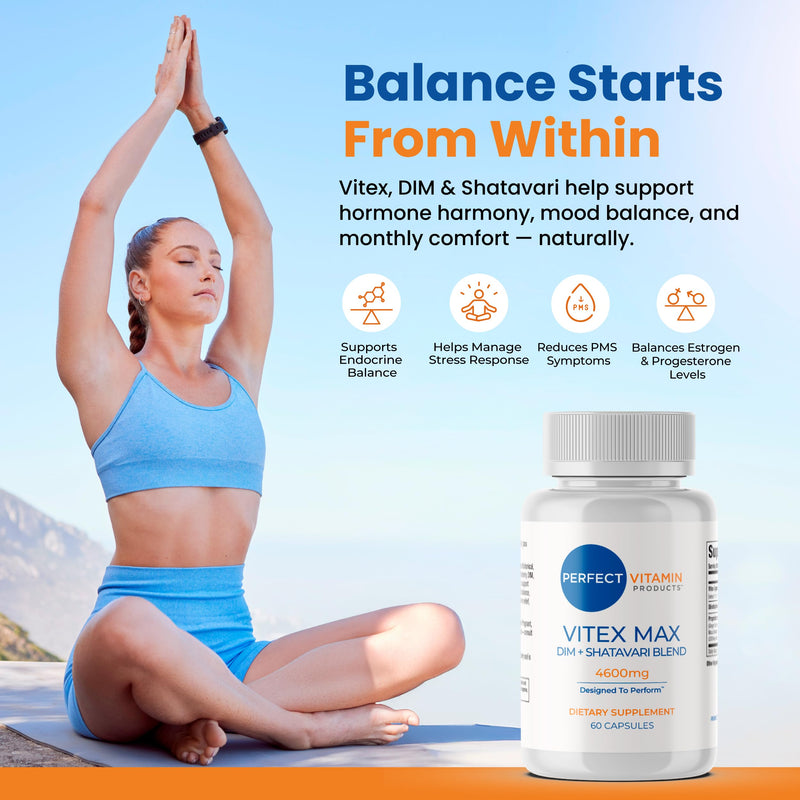 Vitex Max DIM + Shatavari Hormone Balance (3 Pack) | Hormone Balance & Menopause Support for Women | Vitex, DIM & Shatavari with Adaptogens for Mood, Cycle & Stress | Vegan 3 Pack