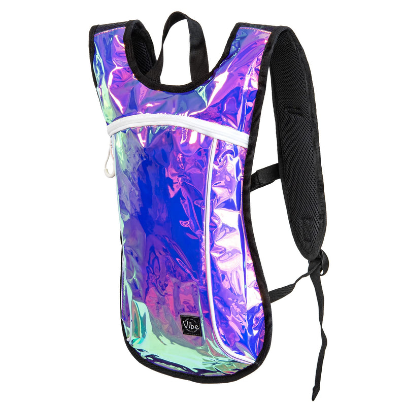 Vibe Festival Gear Hydration Pack Backpack with 2L Water Bladder for Women, Men, Teens, Kids - Hydropack Hydro Sports, Outdoor, Running, Camping, Hiking, Festivals, Raves Purple Holographic Iridescent - BeesActive Australia