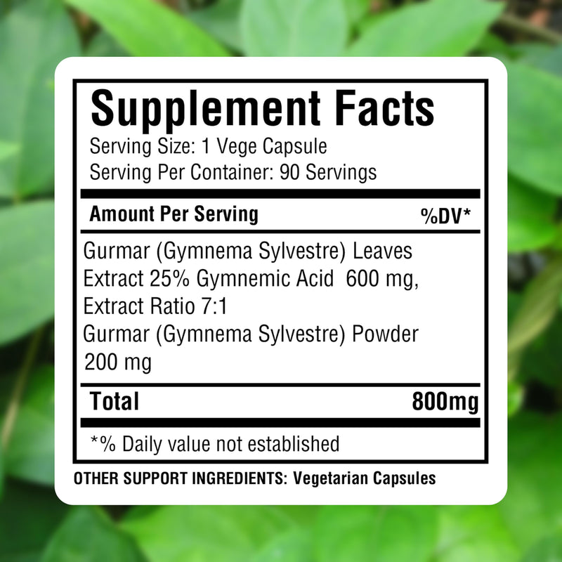 Gurmar Capsules | Gymnema Sylvestre Extract 7:1 | 90 Vegan Capsules | Ayurvedic Herbal Supplement | Supports Healthy Sugar Metabolism & Wellness 90 Count (Pack of 1) - BeesActive Australia