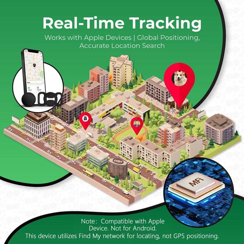 Nasuanata Smart Tag, MFi Certified Tracker for Dogs and Cats, Works with Find My (iOS Only), Black - BeesActive Australia