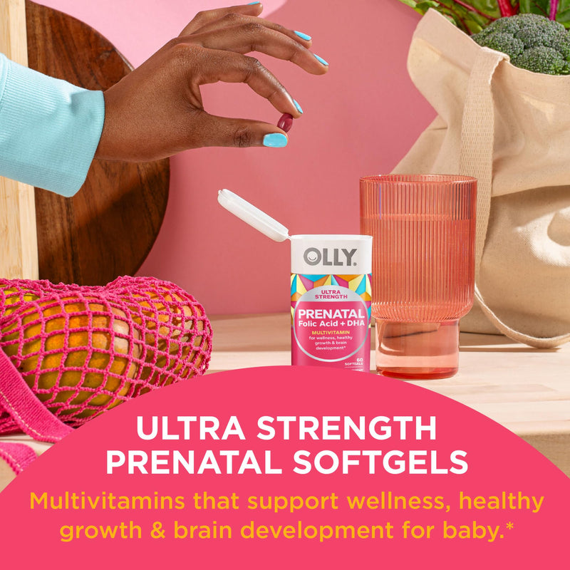 OLLY Prenatal Multivitamin Softgels for Healthy Pregnancy + Little Remedies Gas Relief Drops for Infant Tummy Pain, 60 Count Soft Gels + Drops - BeesActive Australia