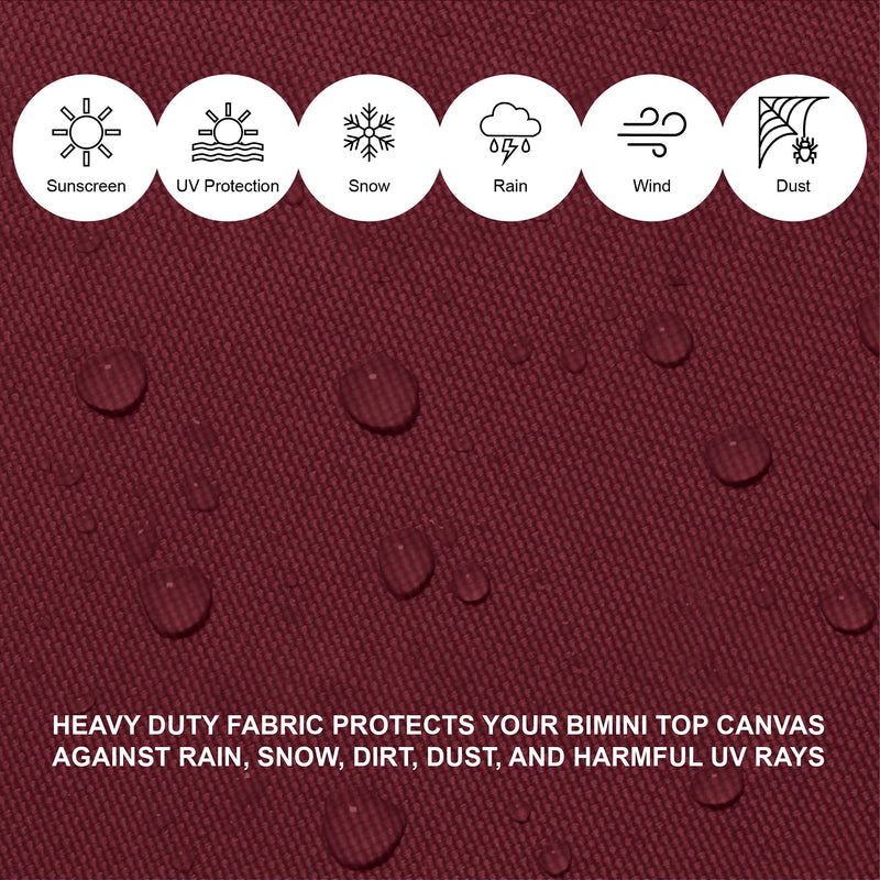 Savvycraft Bimini Top Storage Boot for Wide Square Tube 96"-103" Width Burgundy Color, Waterproof UV Protection Bimini Top Boot Replacement Cover Fits Pontoon Square Tube Pontoon Square Frame 96"-103" W