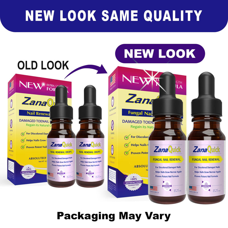 ZanaQuick Extra Strength Toenail & Fingernail Repair Drops - Nail Care Renewal for Thick, Damaged & Discolored Nails - 2 Pack 0.5 Fl Oz (Pack of 2)
