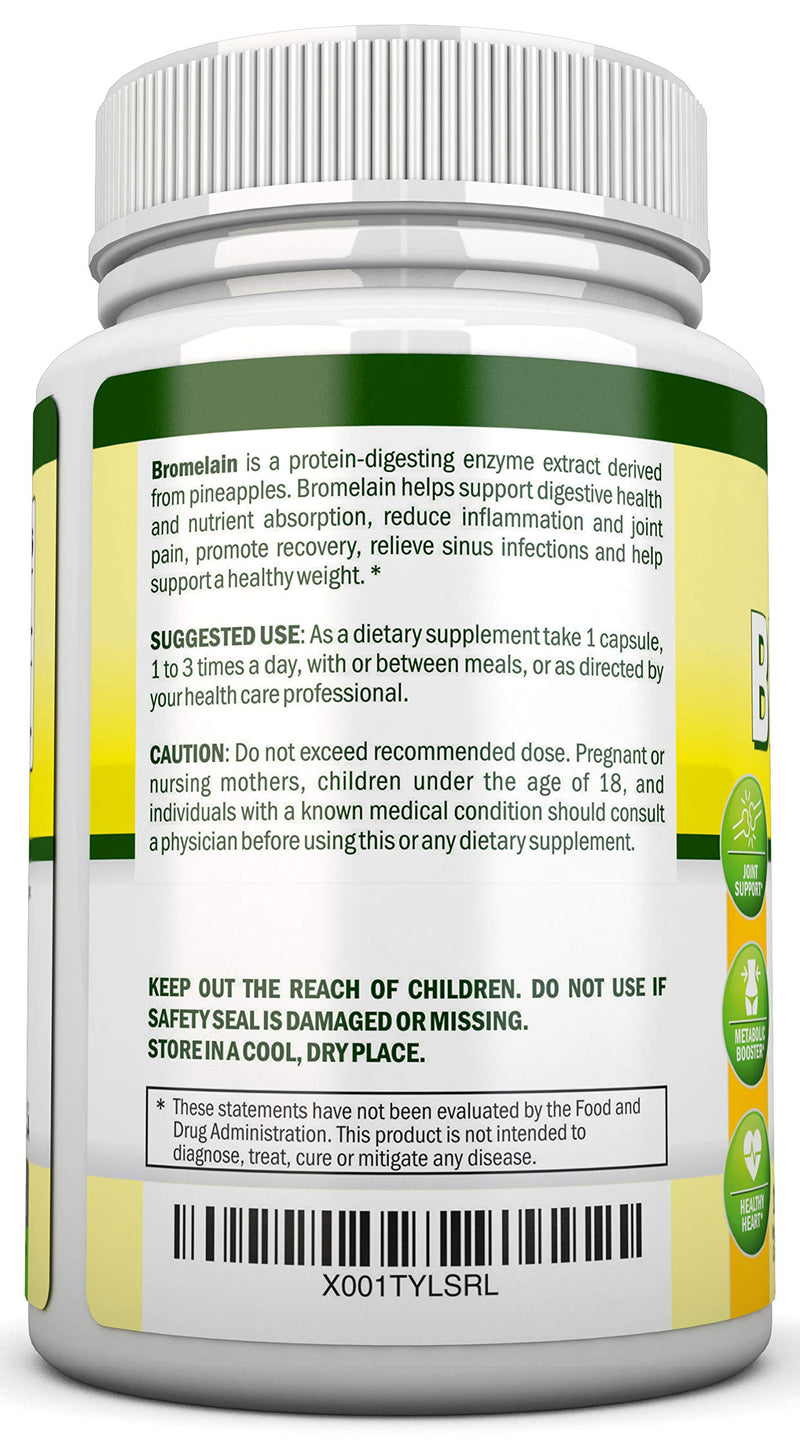 Bromelain - 500mg - 2400 GDU - 120 Vegetable Capsules - Pure Pineapple Enzyme Extract - Supports Digestion and Nutrient Absorption - Great for Recovery and Joint Health - BeesActive Australia