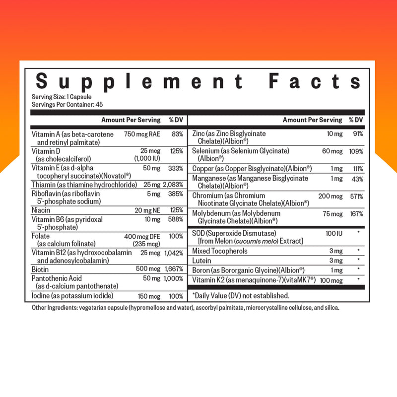 Seeking Health Multivitamin One MF - MTHFR Support Supplement with Calcium Folinate & Vitamin B12 - Easy-to-Digest - Methyl-Free Vegetarian Capsule - 45 Veggie Capsules 45 Count (Pack of 1)