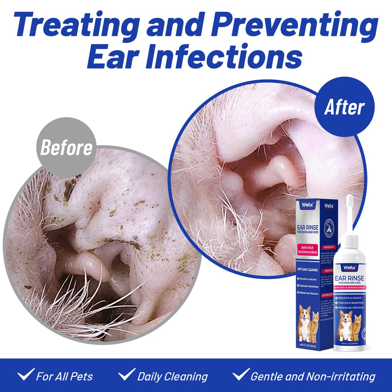 120ml Ear Cleaner for Dog & Cat - Ear Infection Treatment Without Irritation - Dog Ear Wash for Itch Relief & Soothing Inflammation - Ear Wax, Powder and Odor Removal Drops 1 - PawsPlanet Australia