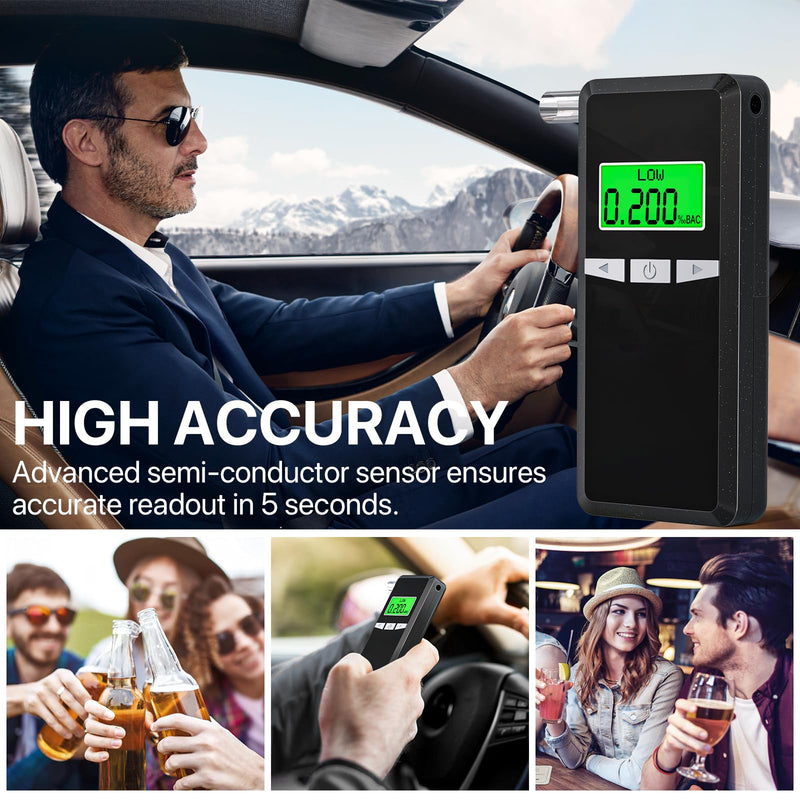 Breathalyzer,Upgrade Professional-Grade Accuracy Alcohol Tester with Digital Blue LCD Display for Home or Party Use with 10 Mouthpieces - BeesActive Australia