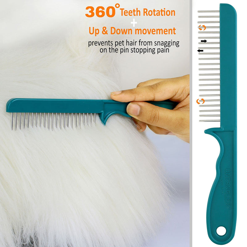 Super-Groom Combs with Smooth Rotating Teeth for Painless Mat Removal (Royal Purple, 30 Fine-Spaced teeth) Royal Purple - BeesActive Australia