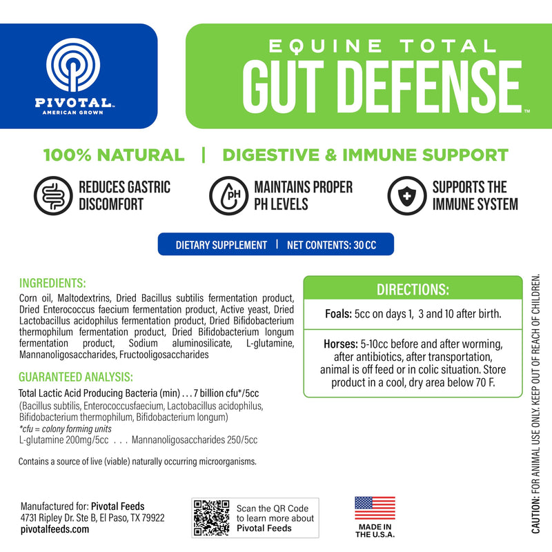 Equine Total Gut Defense– All-Natural Digestive & Immune Support Supplement for Horses – Maintains Ph Levels – Supports Digestion - 100% Natural – Made in USA - PawsPlanet Australia