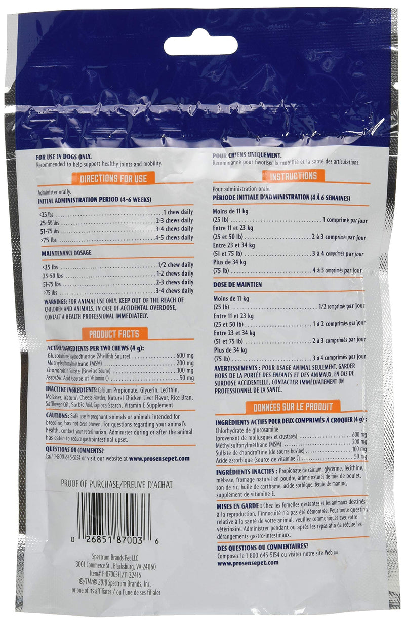 ProSense Hip and Joint Solutions 60 Count, for Dogs, Advanced Strength Glucosamine Chews - BeesActive Australia