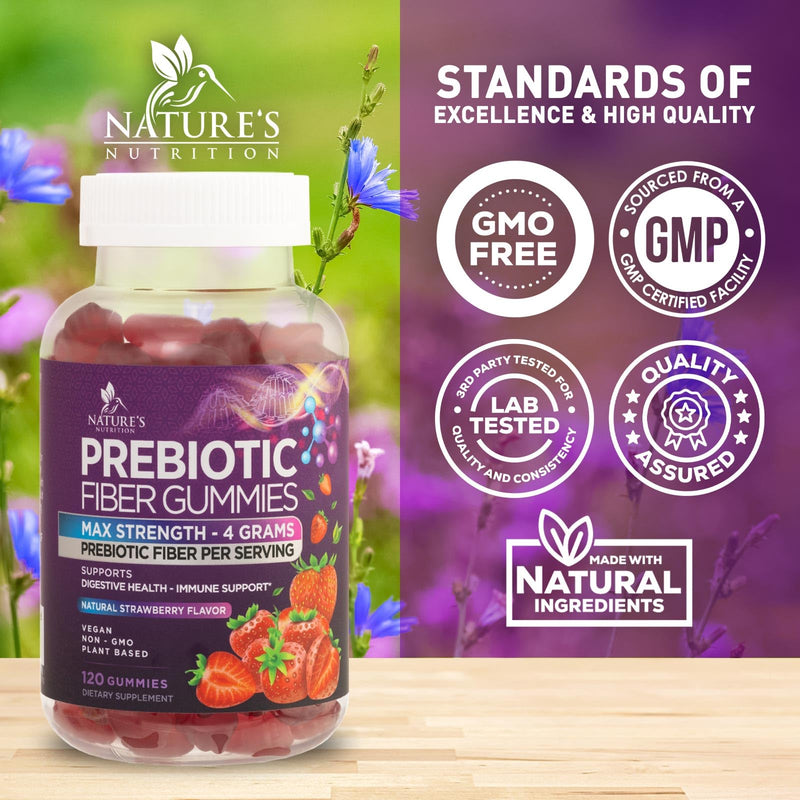 Fiber Gummies For Adults - Prebiotic Plant Based Fiber 4g Per Serving Gummy Supplement - Daily Digestive Health and Regularity Support - Gut Support Gummy Plant Based Digestion Support - 120 Gummies 120 Count (Pack of 1)