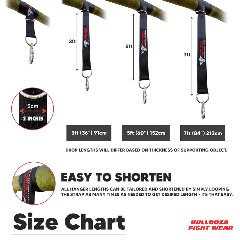 Bull Doza Fight Wear Punch Bag Hanging Strap – Silent, Strong, Non-Slip – Available in 3 Sizes 5ft (152cm)