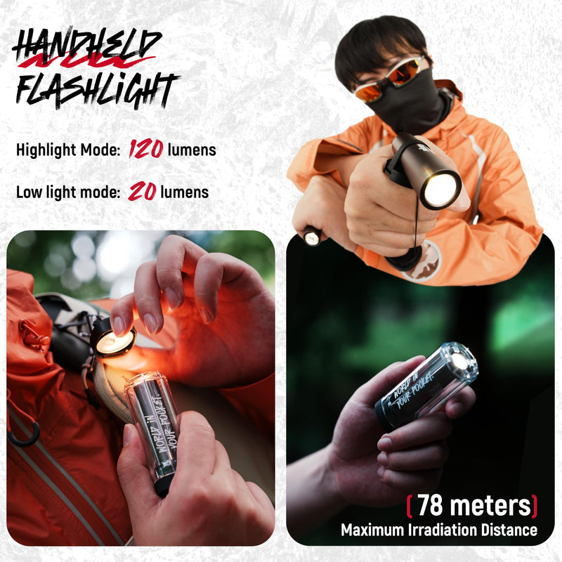VSGO Pocket Ranger Firefly 5-in-1 Rechargeable Camping Lantern – EDC Headlamp, Mini Flashlight, Ambient & Signal Light, Waterproof & Lightweight for Hiking, Outdoor & Emergency (Black) Black - BeesActive Australia