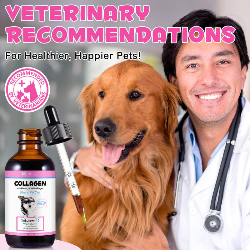 Collagen for Dogs – Herbal Liquid Supplement with Echinacea, Honeysuckle & Apple Cider Vinegar | Supports Normal Immune Function, Skin & Coat Condition, and Digestive Balance | 60ml
