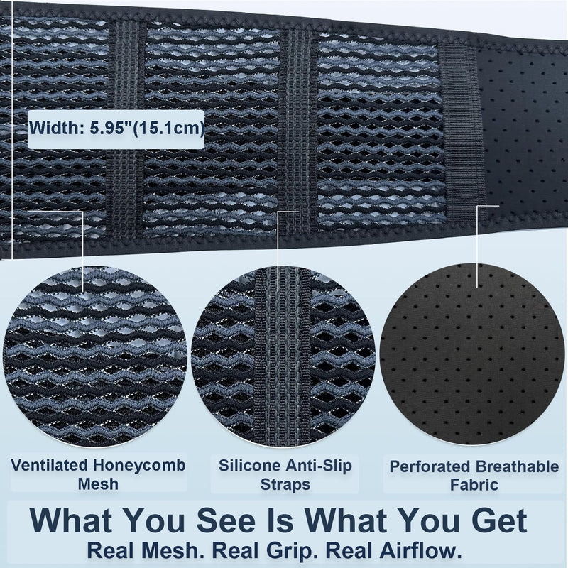Breathable Back Brace for Lower Back Pain Relief – Lightweight 3D Air-Mesh Lumbar Support Belt with Dual-Adjust Pulley System – Ventilated Low-Profile Design for Sciatica, Herniated Disc, Driving & All-Day Wear M(Waist: 34"-43")