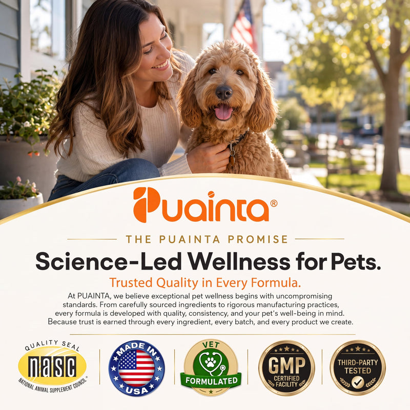 PUAINTA Probiotics for Dogs & Cats – 8-Strain Probiotic with Prebiotics for Digestive & Gut Health, Immune & Stool Support, Helps Dogs Eating Dirt, Grass & Non-Food Items (90 Count) 90 Count
