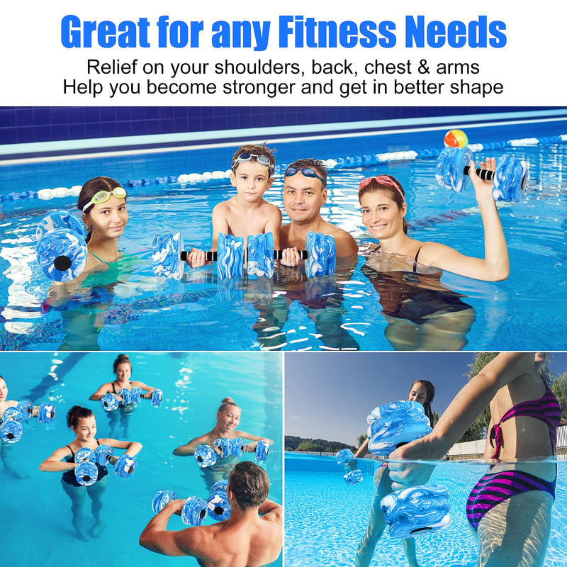 Aquatic Exercise Dumbbells, Water Dumbbells, 2PCS Foam Barbells for Men Women Water Workouts Blue+White