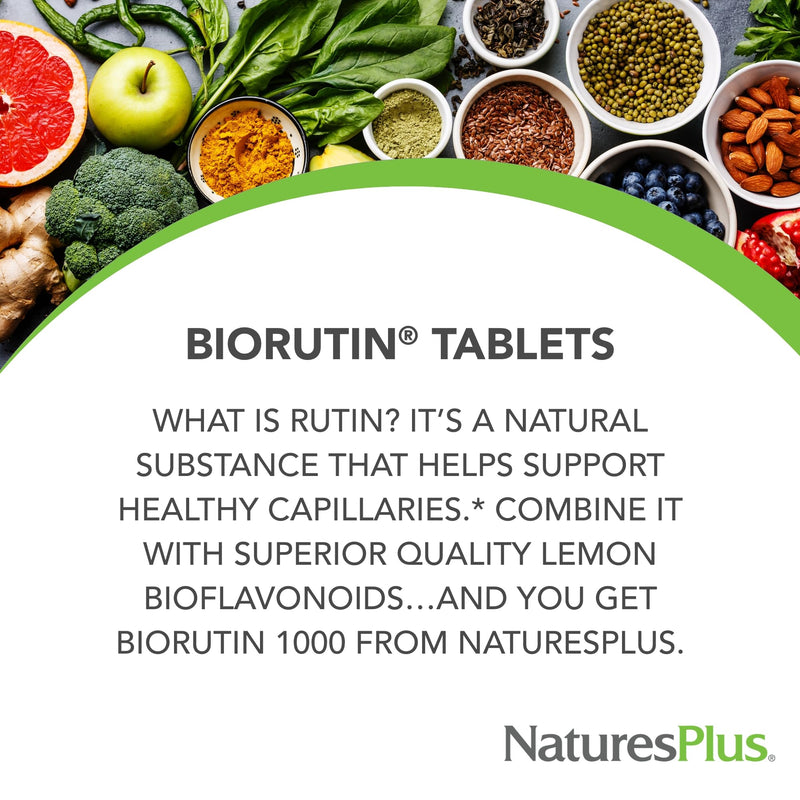 NaturesPlus Biorutin 1000 mg - 90 Tablets - Bioflavonoid & Rutin Complex - Supports Vascular Function & Circulation - Vegetarian, Gluten Free - 90 Servings