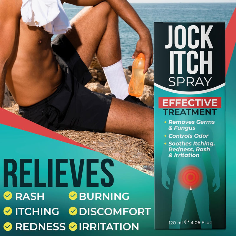 Jock Itch Spray | Antifungal Spray for Jock Itch | Soothes Itchy, Irritated Skin in Groin & Inner Thighs | Targets Ringworm & Intertrigo | Fast Absorption & Deep Penetration Relief - Spray