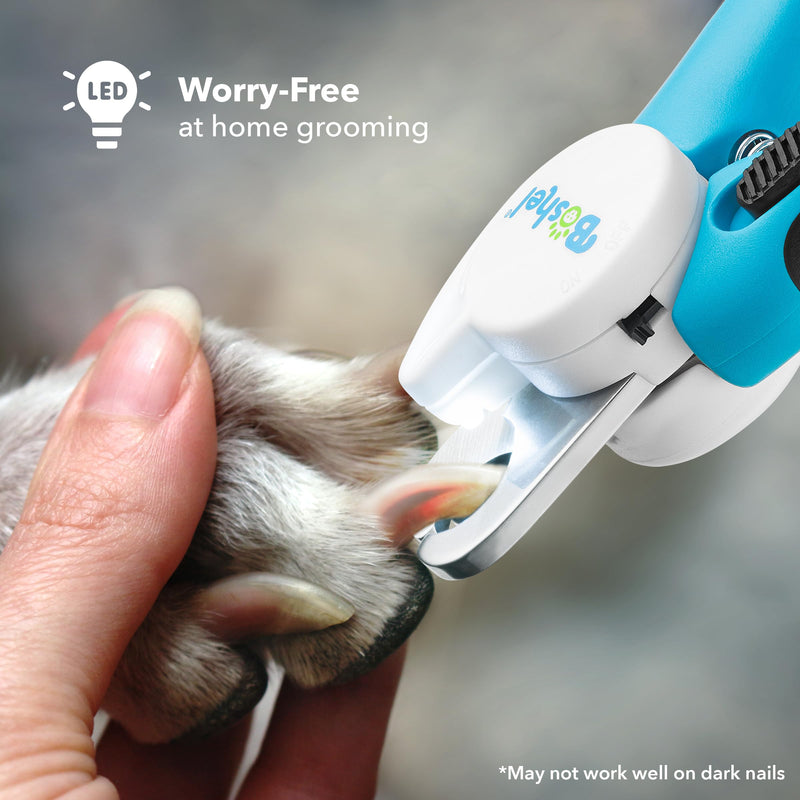 BOSHEL LED Dog Nail Trimmers, Large Dog Nail Clippers with Light & Safety Guard, Avoid Over Cutting Nails, Sharp Nail Clippers for Dogs, Professional Dog Nail Clipper, Dog Nail Trimmer with Nail File