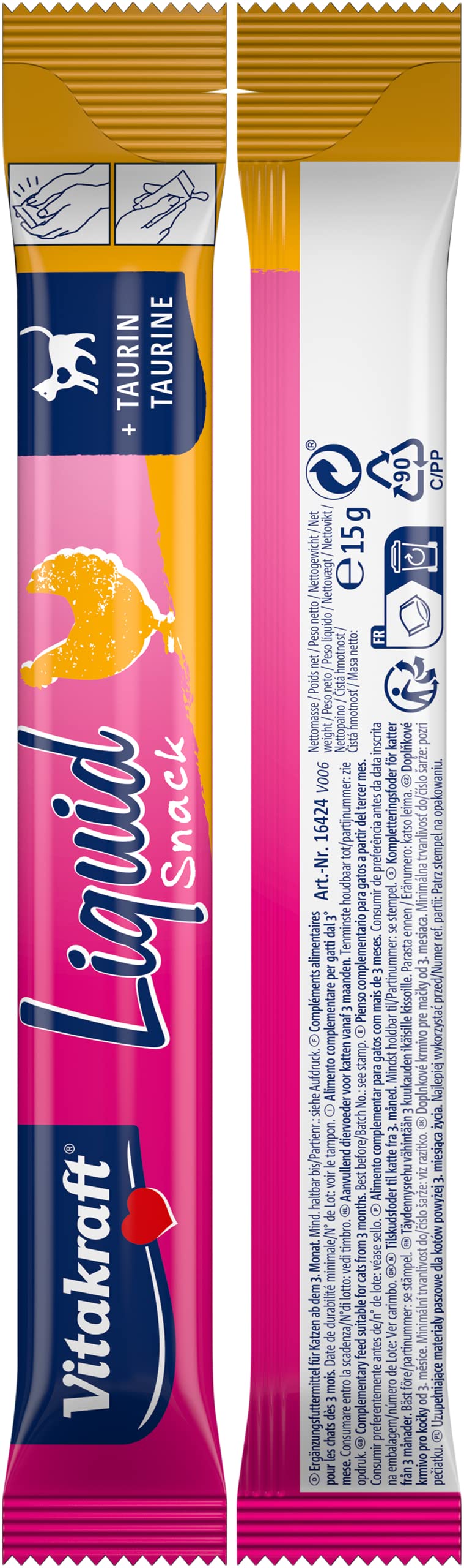 Vitakraft liquid cat snack liquid snack chicken and taurine, 1x 6 pieces - BeesActive Australia
