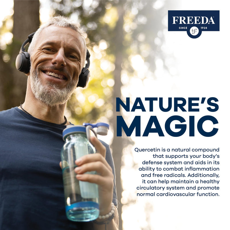 FREEDA Quercetin 500mg - Pure Quercetin Supplement for Histamine & Immune Support, Heart Health & Antioxidant Benefits - Gluten Free, Vegan Health Supplement for Adults Kosher Certified (60 Capsules)