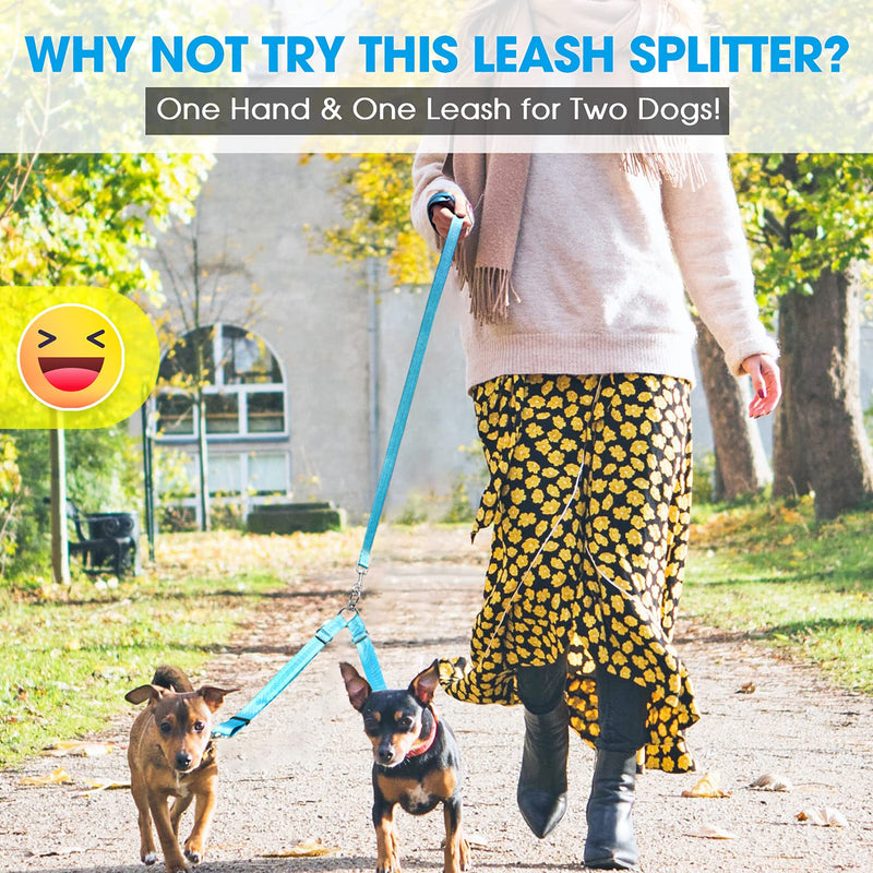 BAAPET Double Dog Leash Splitter, Tangle Free Dual Dog Leash Coupler, Two Dog Walking and Training Extension for Small Medium or Large Dogs (1.0'' x 20~32 Inch, Blue) 2 Splitter (1.0'' x 20-32'') - BeesActive Australia