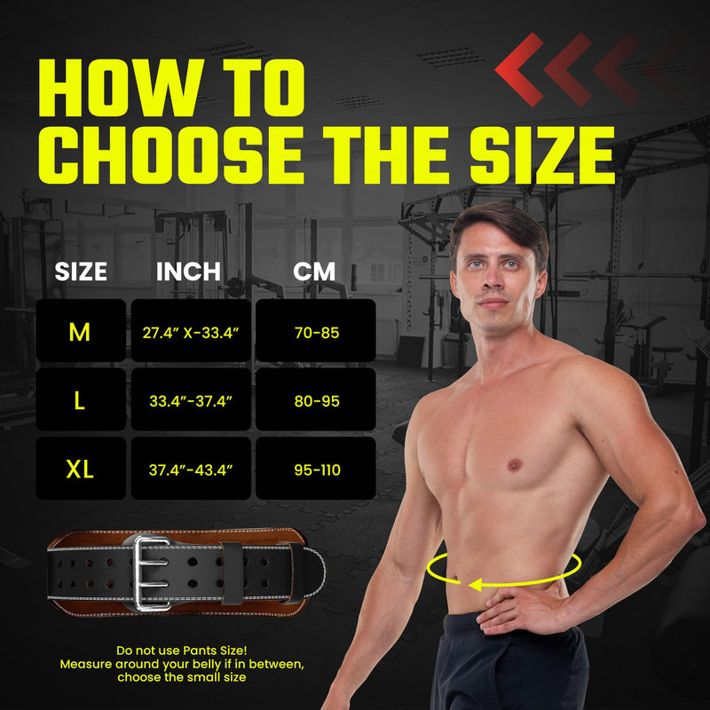 Genuine Leather Weight Lifting Belt With Free Wrist Wraps - 6 Inch Wide - PU Leather Gym Belt - Bodybuilding belts - Lumbar Back Support - Weight Lifting Belts for Men & Women Medium