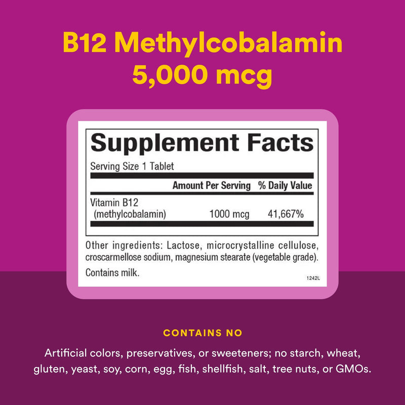Natural Factors, Vitamin B12 Methylcobalamin 1000 mcg, Chewable Support for Energy and Immune Health, Vegetarian, Gluten Free, 90 tablets (90 servings) 90 Count (Pack of 1)