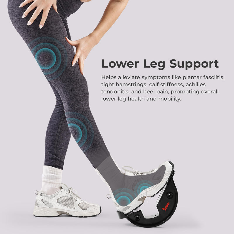 Sunny Health & Fitness Calf Stretcher and Foot Rocker for Plantar Tight Calves Relief Hamstring Ankle Strengthener Facetious Sling Stretch Fighter Stretching Device Mobility Grey