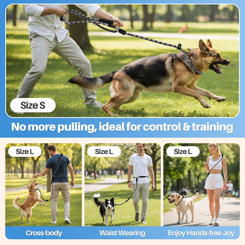 Lukovee Slip Lead Dog Leash, 5-7 FT x 1/2" Adjustable Tangle Free Leash, Heavy Duty Comfortable Reflective No Pull Training Rope Lead with Padded Handle for Medium Large Dogs (Black, L: 5-7 FT) 5–7 ft, 1/2'', for Medium Large Dogs Black - BeesActive Australia