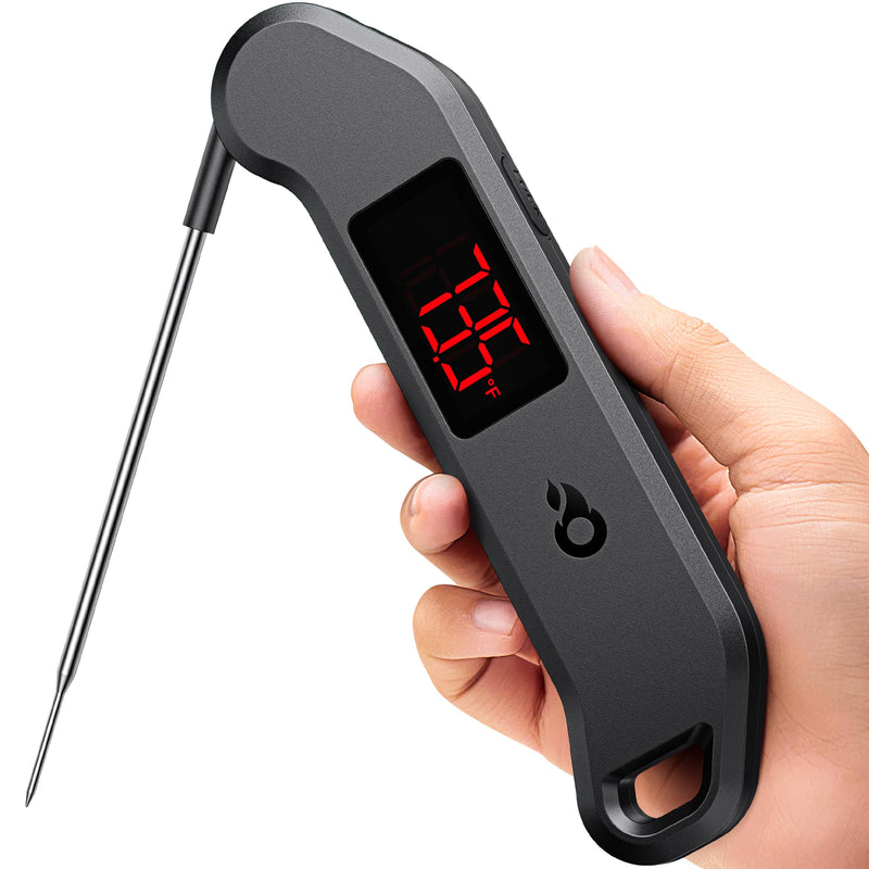 Professional Digital Meat Thermometer, 1 Sec Instant Read, ±0.5℉ Accuracy NIST&NSF Certified Food Thermometer, Auto-Rotate Bright LED Screen, Highly Waterproof Cooking Thermometer for Grill BBQ, Black - BeesActive Australia
