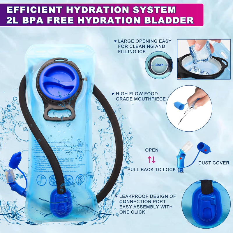 Hydration Backpack,Water Backpack with 2L Water Bladder,Festival Essential-Rave Hydration Pack,Lightweight Insulation Hydropack for Outdoor,Hiking,Running,Biking,Music Festival for Men Women Clear
