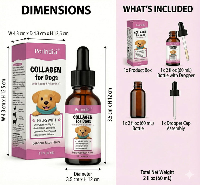 Liquid Collagen for Dogs - High Strength Marine Collagen Drops for Joint Support & Mobility - Advanced Dog Joint Supplements with Vitamins - Itchy Skin Relief & Glossy Coat Care - Easy to Absorb