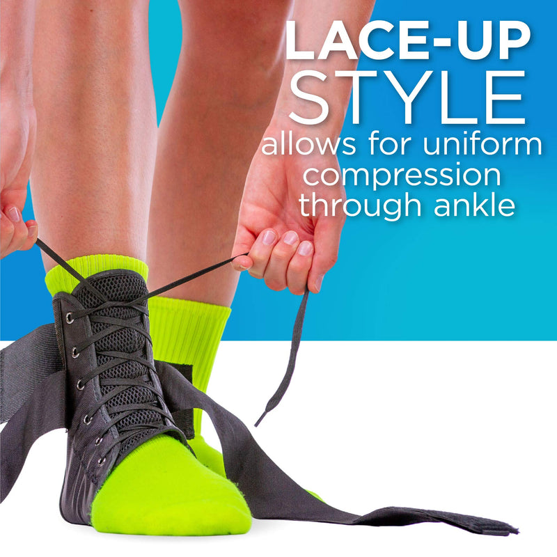 BraceAbility Sports Ankle Brace - Best Lace Up Figure 8 Sprained, Rolled or Twisted Treatment Active Support Wrap Stabilizer Splint for Basketball, Volleyball, Soccer, Working Out, Running Pain (M) Medium